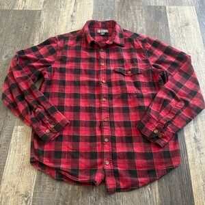 Men’s Falls Creek Red & Black Plaid Flannel Shirt Size Medium